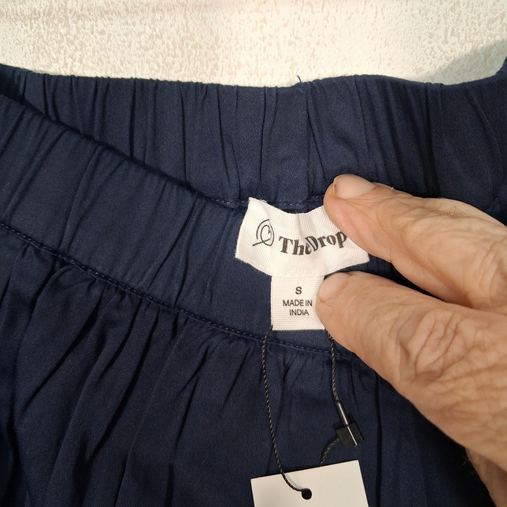 The Drop Lillie Bubble Hem Mini‎ Skirt Womens Size S Navy Blue Cotton Blend - Picture 6 of 9
